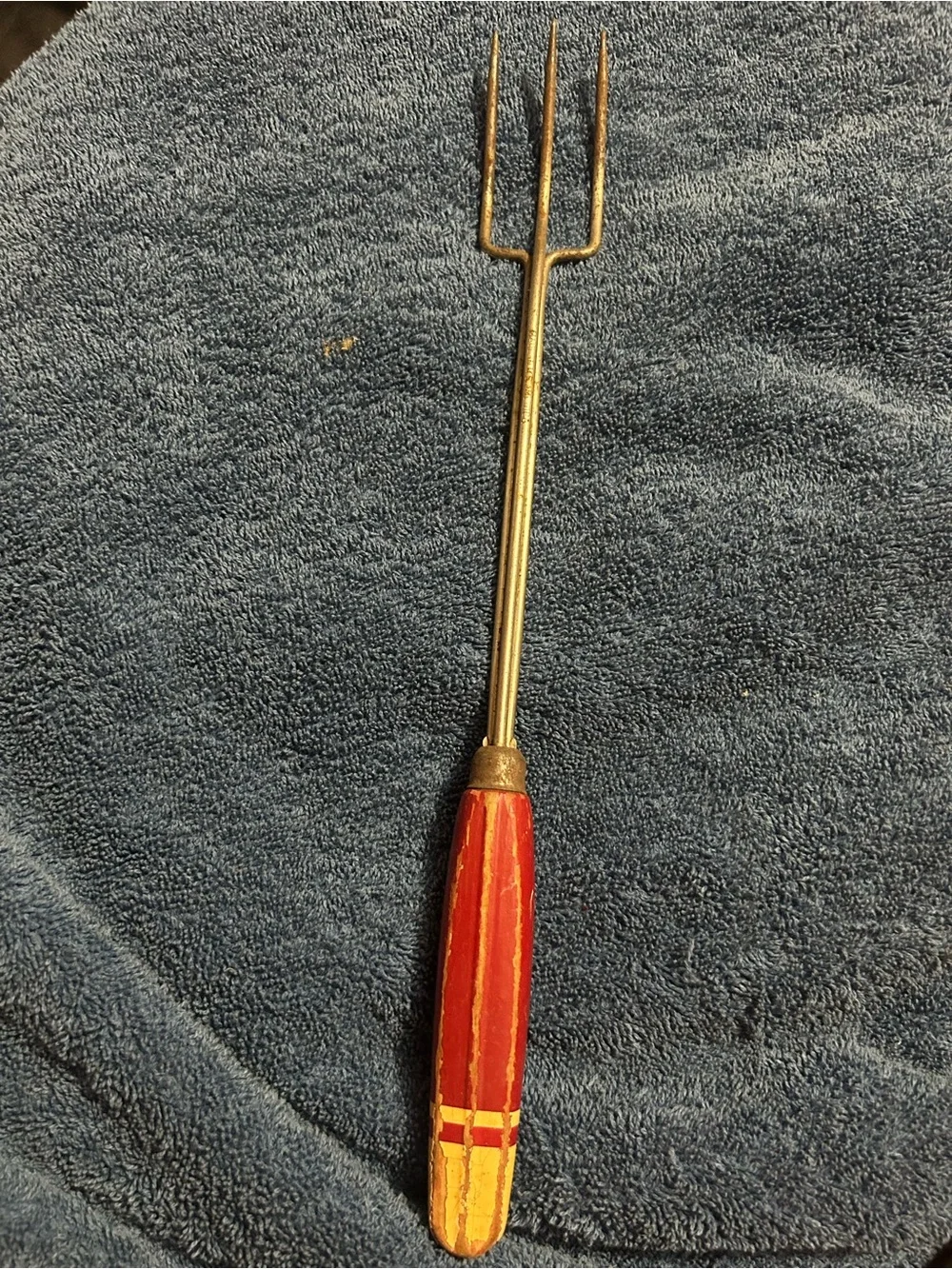 1940’s Vintage Red and Yellow Wood-Handled Fork